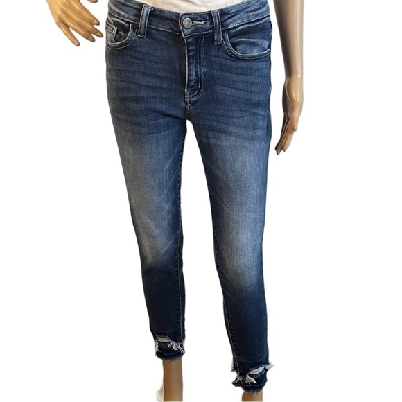 Kancan Skinny Jeans with Raw Edge Leg Openings - Picture 1 of 11